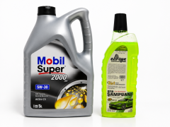 MOBİL SÜPER 2000 XE ACEA C3 5W-30 DPF MOTOR YAĞI 5 Litre + Oto Şampuan 1000 ml