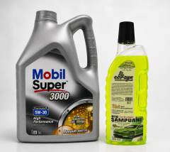 MOBİL SÜPER 3000 FORMULA R 5W-30 MOTOR YAĞI 5 Litre + Oto Şampuan 1000 ml