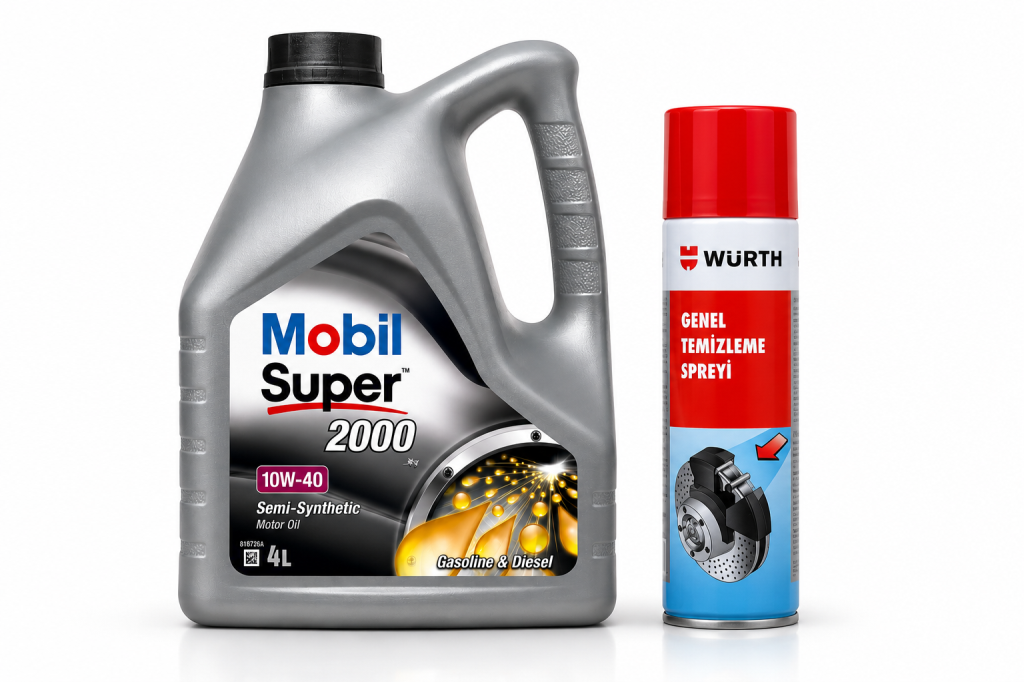 MOBİL SÜPER 2000 X1 10W-40 MOTOR YAĞI 4 Litre + Würth Balata Spreyi 500 ml
