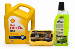 SHELL HELİX HX5 DİZEL 10W-30 7 Litre + Oto Şampuan 1000 ml + Yıkama Süngeri