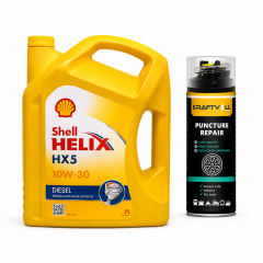 SHELL HELİX HX5 DİZEL 10W-30 7 Litre + Lastik Tamir Kiti 400 ml