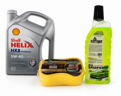 SHELL HELİX HX8 MOTOR YAĞI 5W-40 4 Litre + Oto Şampuan 1000 ml + Yıkama Süngeri