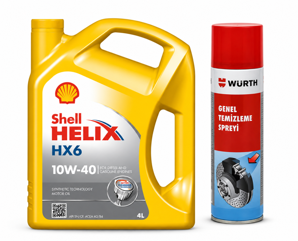 SHELL HELİX HX6 MOTOR YAĞI 10W-40 4 Litre + Würth Balata Spreyi 500 ml