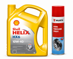 SHELL HELİX HX6 MOTOR YAĞI 10W-40 4 Litre + Würth Balata Spreyi 500 ml