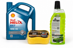 SHELL HELİX HX7 MOTOR YAĞI 10W-40 4 Litre + Oto Şampuan 1000 ml + Yıkama Süngeri