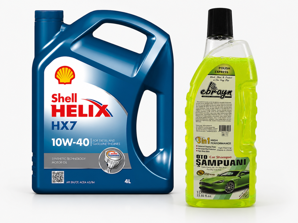 SHELL HELİX HX7 MOTOR YAĞI 10W-40 4 Litre + Oto Şampuan 1000 ml