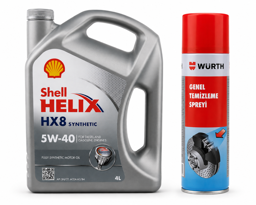 SHELL HELİX HX8 MOTOR YAĞI 5W-40 4 Litre + Würth Balata Spreyi 500 ml