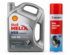 SHELL HELİX HX8 MOTOR YAĞI 5W-40 4 Litre + Würth Balata Spreyi 500 ml