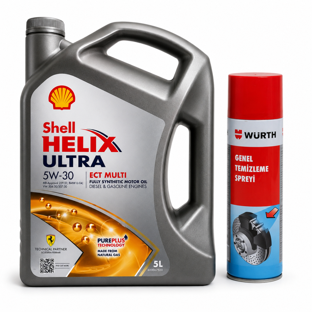 SHELL HELİX ULTRA 5W-30 ECT MULTİ 5 Litre + Würth Balata Spreyi 500 ml