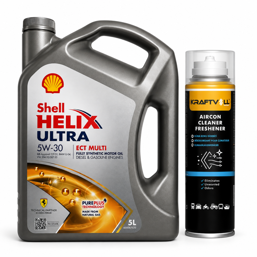 SHELL HELİX ULTRA 5W-30 ECT MULTİ 5 Litre + Klima Bombası 200 ml