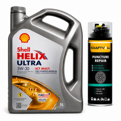 SHELL HELİX ULTRA 5W-30 ECT MULTİ 5 Litre + Lastik Tamir Kiti 400 ml