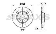 Braxis ON FREN AYNASI VOLVO S60 I 00> S80 (98 06) V70 (97 00)  XC70  00>07 (305x25x5DLxHAVALI) 16 JANT