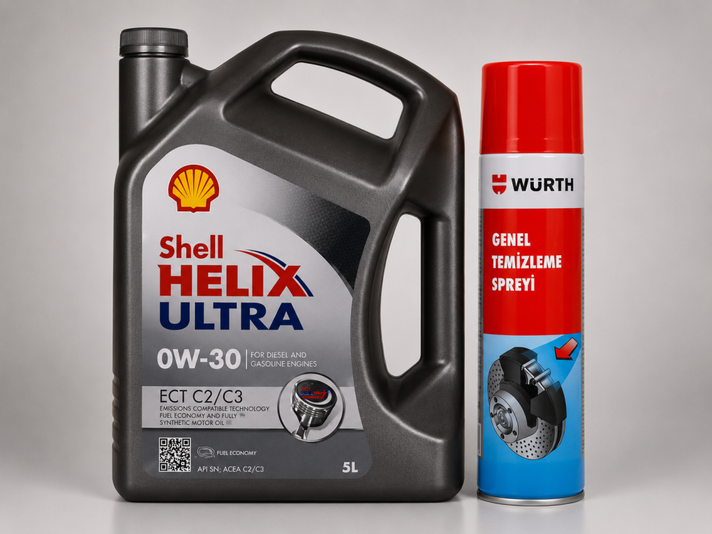 SHELL HELİX ULTRA ECT C2 C3 0W-30 MOTOR YAĞI 5 Litre + Würth Balata Spreyi 500 ml