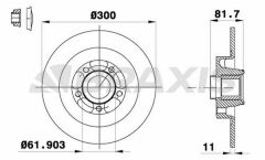 Braxis ARKA FREN DISK AYNASI LAGUNA III LATITUDE 1.5DCI / 1.6 / 2.0 (RULMANLI) / (300 / 11MM)