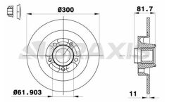Braxis ARKA FREN DISK AYNASI LAGUNA III LATITUDE 1.5DCI / 1.6 / 2.0 (RULMANLI) / (300 / 11MM)