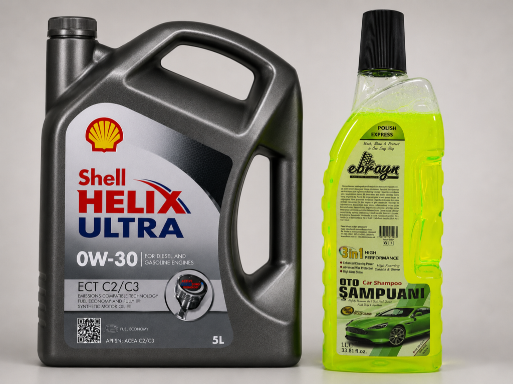 SHELL HELİX ULTRA ECT C2 C3 0W-30 MOTOR YAĞI 5 Litre + Oto Şampuan 1000 ml