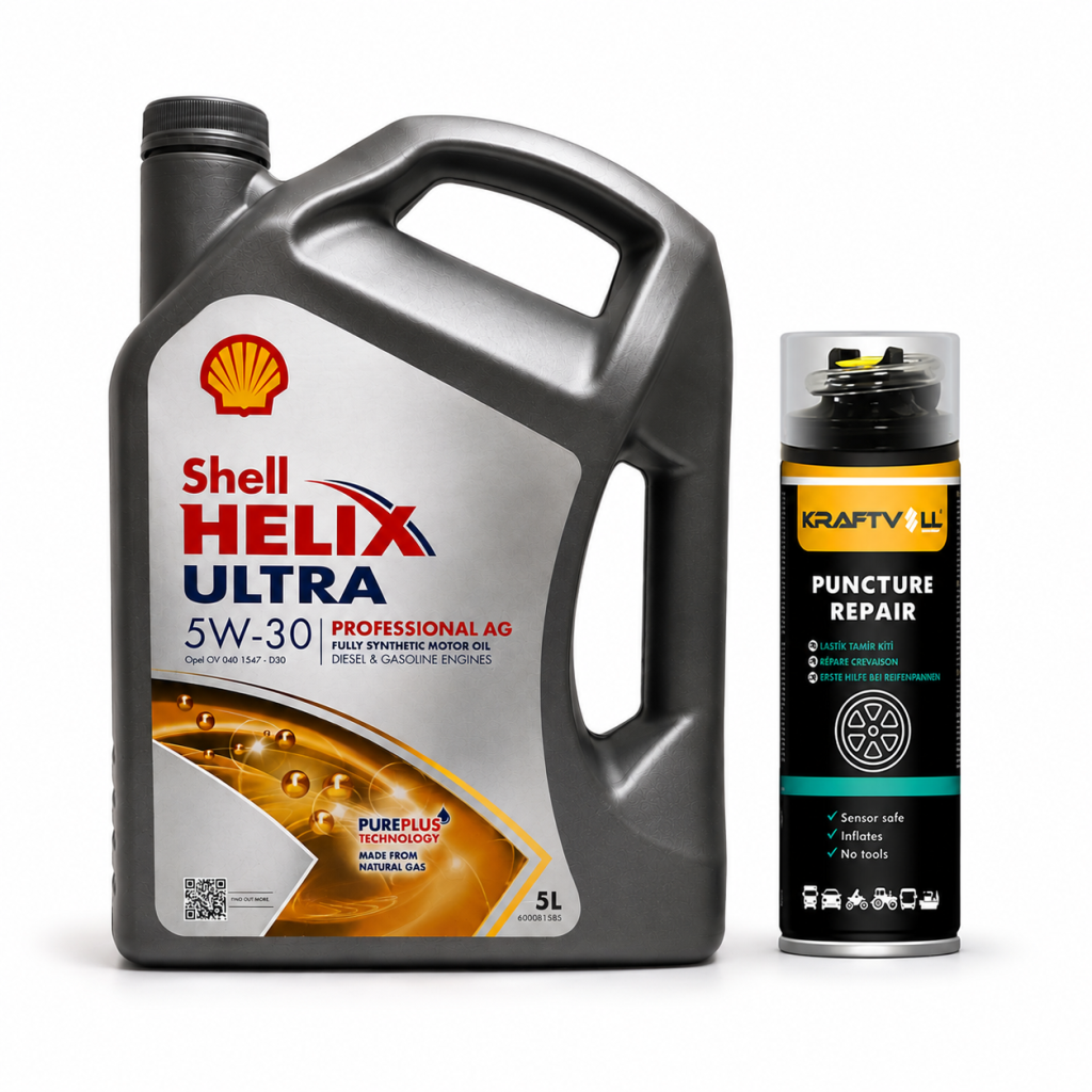 SHELL HELİX ULTRA PRO AG 5W-30 5 Litre + Lastik Tamir Kiti 400 ml