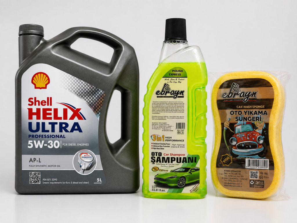 SHELL HELİX ULTRA PRO APL 5W-30 5 Litre + Oto Şampuan 1000 ml + Yıkama Süngeri