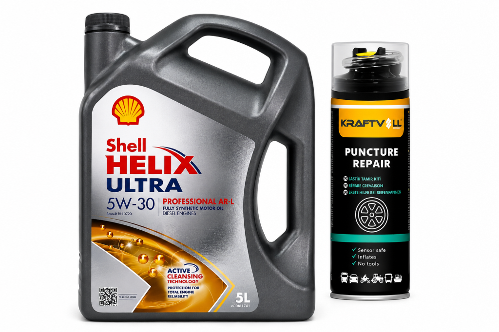 SHELL HELİX ULTRA PRO ARL 5W-30 5 Litre + Lastik Tamir Kiti 400 ml