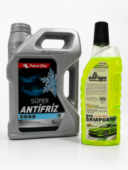 PETROL OFİSİ SUPER ANTİFRİZ (YEŞİL) 3LT + Oto Şampuan 1000 ml