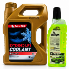 PETROL OFİSİ ANTİFRİZ EXTENDET LİFE COOLANT ORGANİK 3 Litre + Oto Şampuan 1000 ml