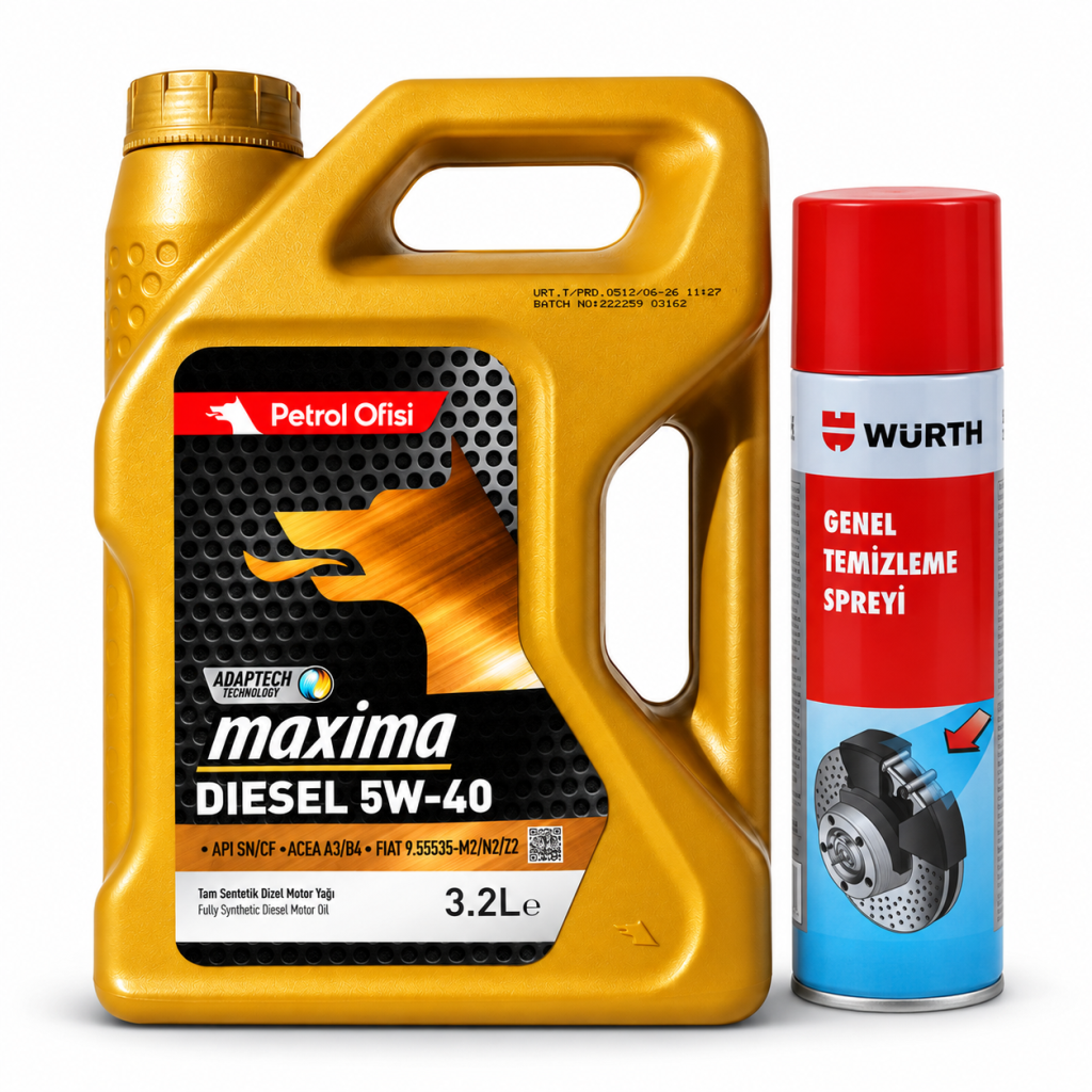 PETROL OFİSİ MAXİMA DIESEL 5W-40 3.2 Litre + Würth Balata Spreyi 500 ml