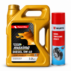 PETROL OFİSİ MAXİMA DIESEL 5W-40 3.2 Litre + Würth Balata Spreyi 500 ml