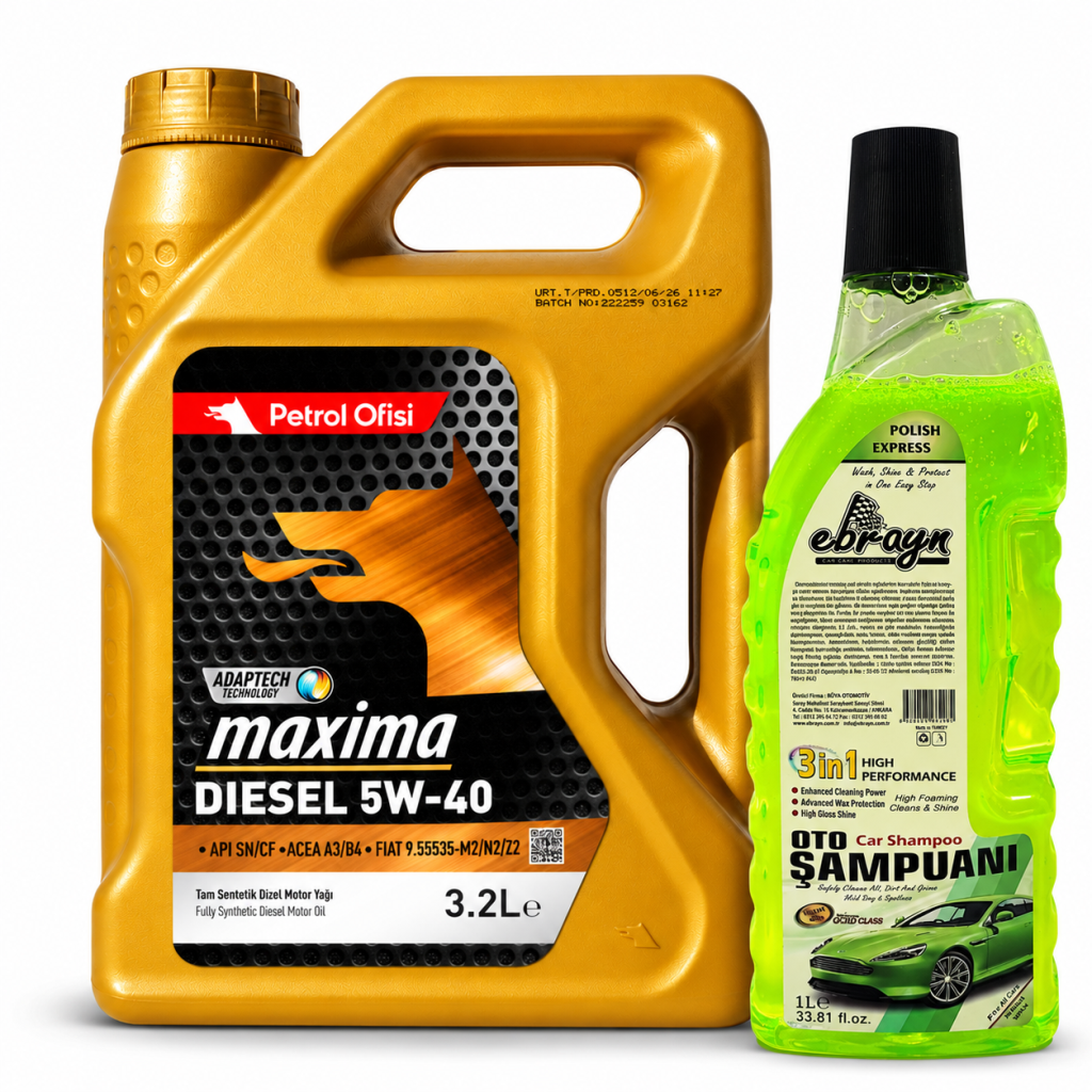 PETROL OFİSİ MAXİMA DIESEL 5W-40 3.2 Litre + Oto Şampuan 1000 ml