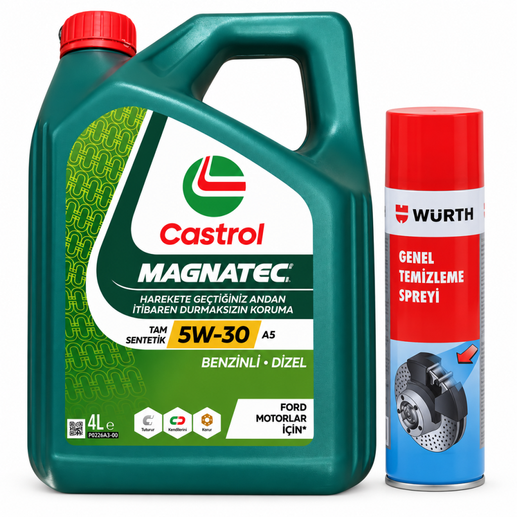 CASTROL MOTOR YAĞI MAGNATEC 5W-30 A5 4 Litre + Würth Balata Spreyi 500 ml
