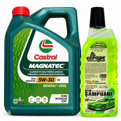 CASTROL MOTOR YAĞI MAGNATEC 5W-30 A5 4 Litre + Oto Şampuan 1000 ml