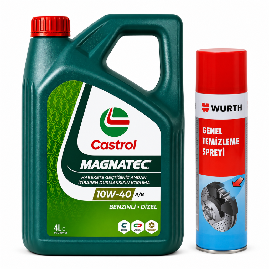 CASTROL 10W-40 A3/B4 MAGNATEC 4 Litre + Würth Balata Spreyi 500 ml