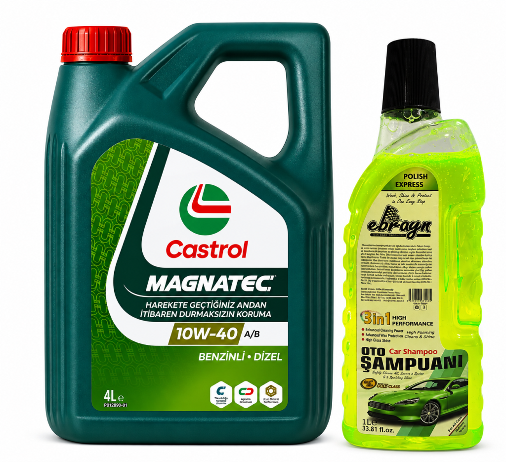 CASTROL 10W-40 A3/B4 MAGNATEC 4 Litre + Oto Şampuan 1000 ml