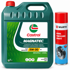 CASTROL MOTOR YAĞI MAGNATEC 5W-30 A5 7 Litre + Würth Balata Spreyi 500 ml