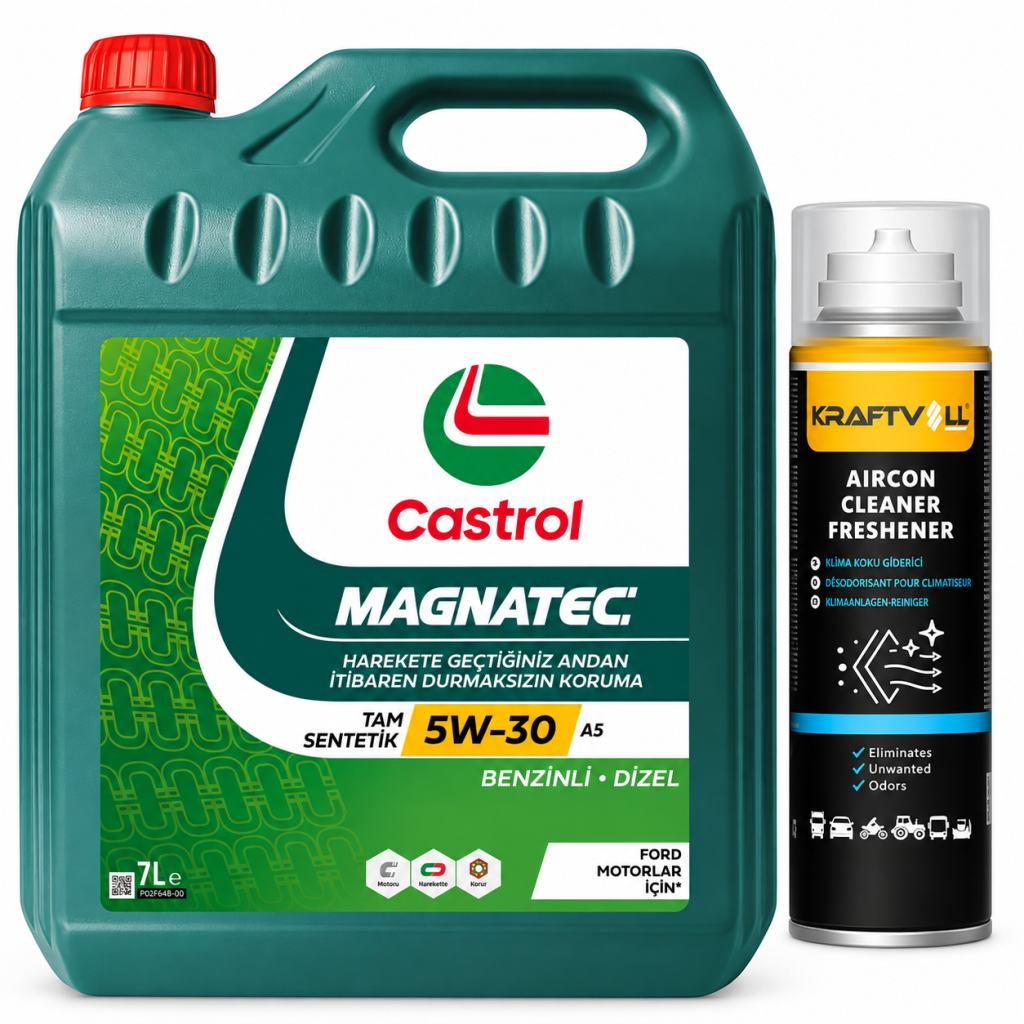 CASTROL MOTOR YAĞI MAGNATEC 5W-30 A5 7 Litre + Klima Bombası 200 ml
