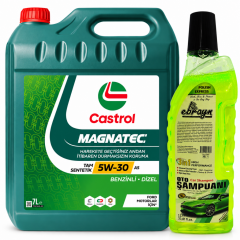 CASTROL MOTOR YAĞI MAGNATEC 5W-30 A5 7 Litre + Oto Şampuan 1000 ml