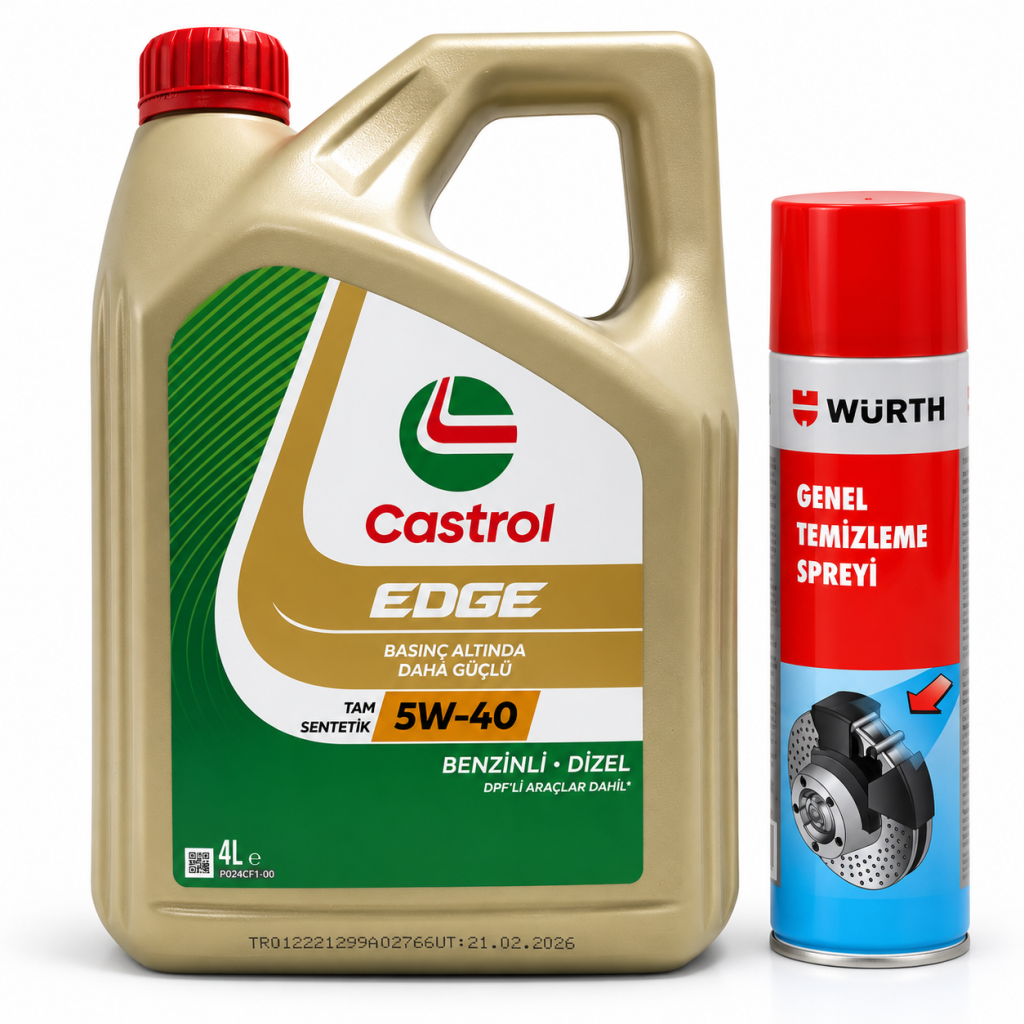 CASTROL EDGE DPF MOTOR YAĞI 5W-40 4 Litre + Würth Balata Spreyi 500 ml
