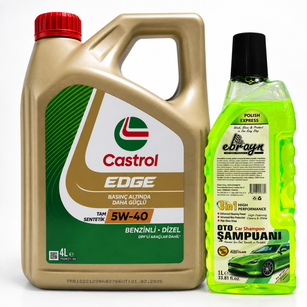 CASTROL EDGE DPF MOTOR YAĞI 5W-40 4 Litre + Oto Şampuan 1000 ml