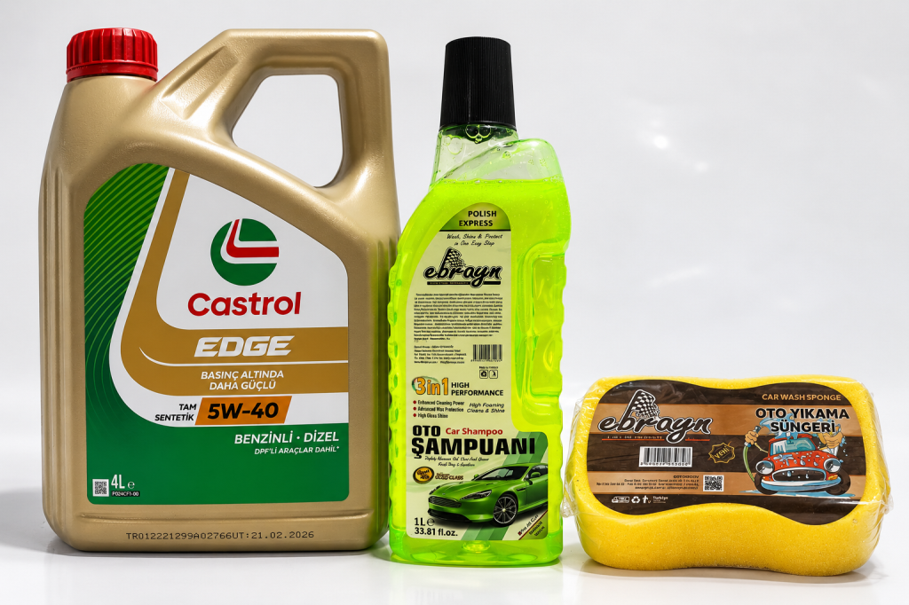 CASTROL EDGE DPF MOTOR YAĞI 5W-40 4 Litre + Oto Şampuan 1000 ml + Yıkama Süngeri