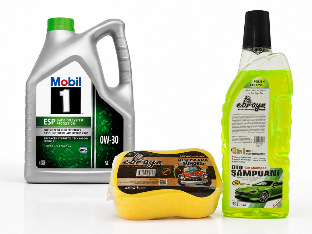 MOBİL 1 ESP 0W-30 MOTOR YAĞI 5 Litre + Oto Şampuan 1000 ml + Yıkama Süngeri
