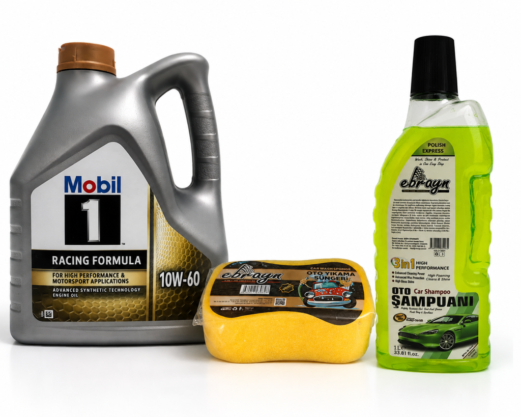 MOBİL 1 MOTORSPORT FORMULA MOTOR YAĞI 10W-60 4 Litre + Oto Şampuan 1000 ml + Yıkama Süngeri