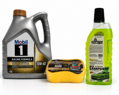 MOBİL 1 MOTORSPORT FORMULA MOTOR YAĞI 10W-60 4 Litre + Oto Şampuan 1000 ml + Yıkama Süngeri
