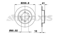 Braxis ARKA FREN DISKI (AYNASI) DUZ MITSUBISHI CARISMA 1995-2006 VOLVO / S40 95-> V40 95-> DUZ (260MM)