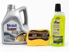 MOBİL SÜPER 3000 0W-20 TAM SENTETİK MOTOR YAĞI 4 Litre + Oto Şampuan 1000 ml + Yıkama Süngeri