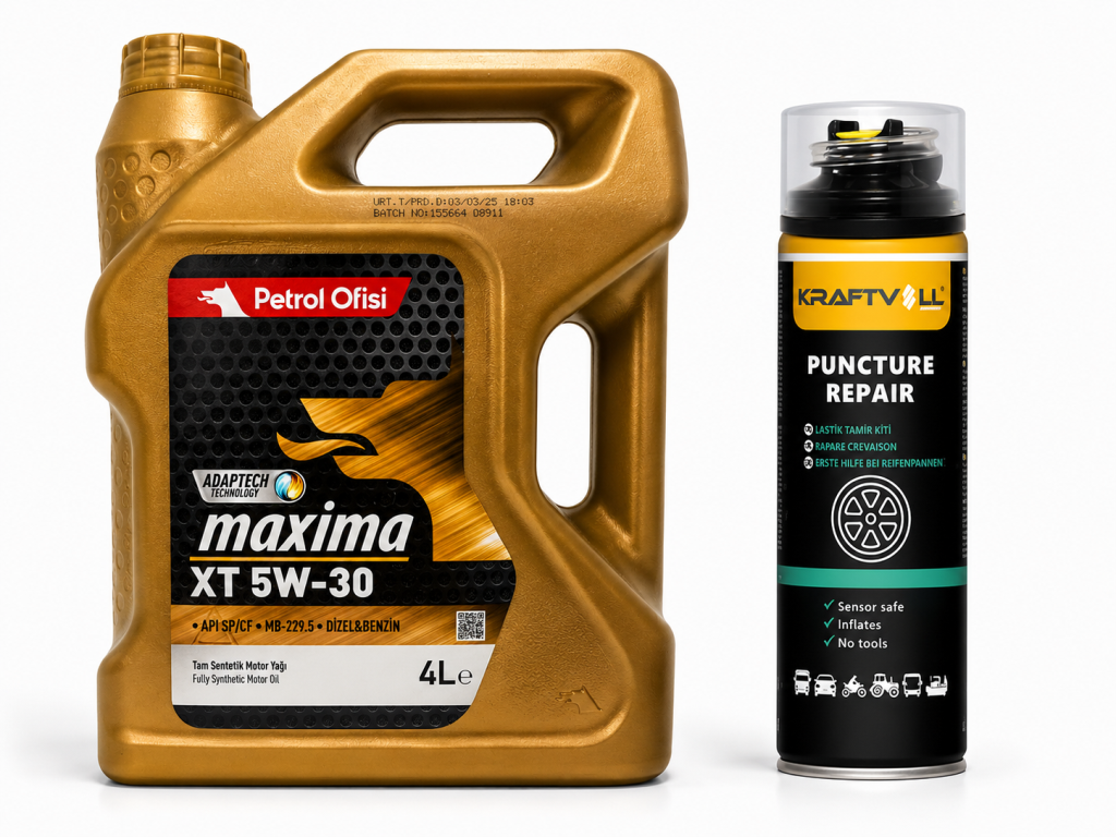 PETROL OFİSİ MAXİMA XT 5W-30 4 Litre + Lastik Tamir Kiti 400 ml