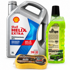 SHELL HELİX EXTRA PRO ARL 5W-30 3 5 Litre + Oto Şampuan 1000 ml  + Yıkama Süngeri