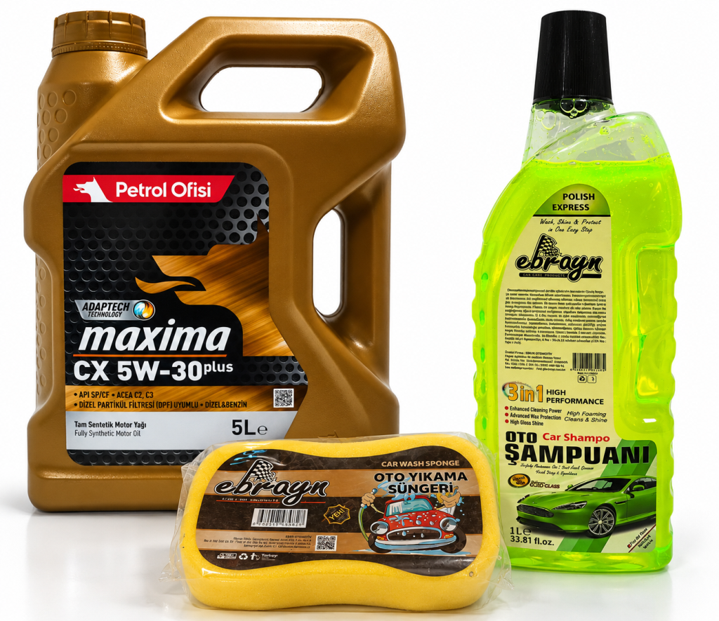 PETROL OFİSİ MAXİMA CX DPF PARTİKÜLLÜ 5W-30 5 Litre + Oto Şampuan 1000 ml + Yıkama Süngeri