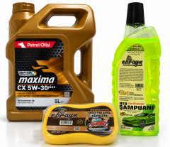 PETROL OFİSİ MAXİMA CX DPF PARTİKÜLLÜ 5W-30 5 Litre + Oto Şampuan 1000 ml + Yıkama Süngeri