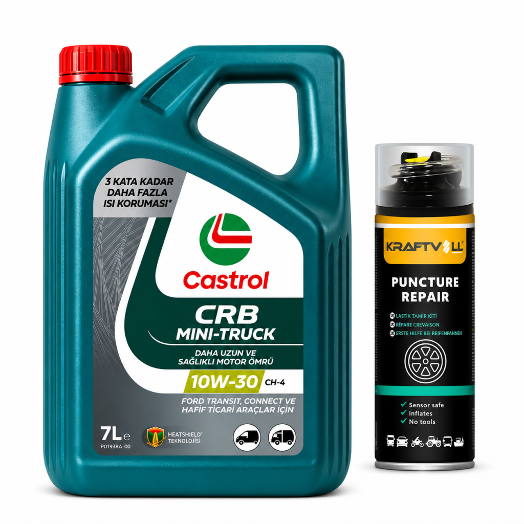 CASTROL 10W-30 TECTİON F-TR MINI-TRUCK 7 Litre + Lastik Tamir Kiti 400 ml