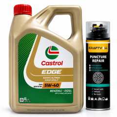 CASTROL EDGE DPF MOTOR YAĞI 5W-40 4 Litre + Lastik Tamir Kiti 400 ml