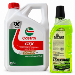 CASTROL GTX MOTOR YAĞI 20W-50 LPG 4 Litre + Oto Şampuan 1000 ml